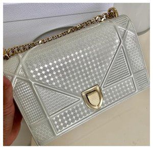 Dior Iridescent With White - Gold Hardware Patent Leather Shoulder Bag